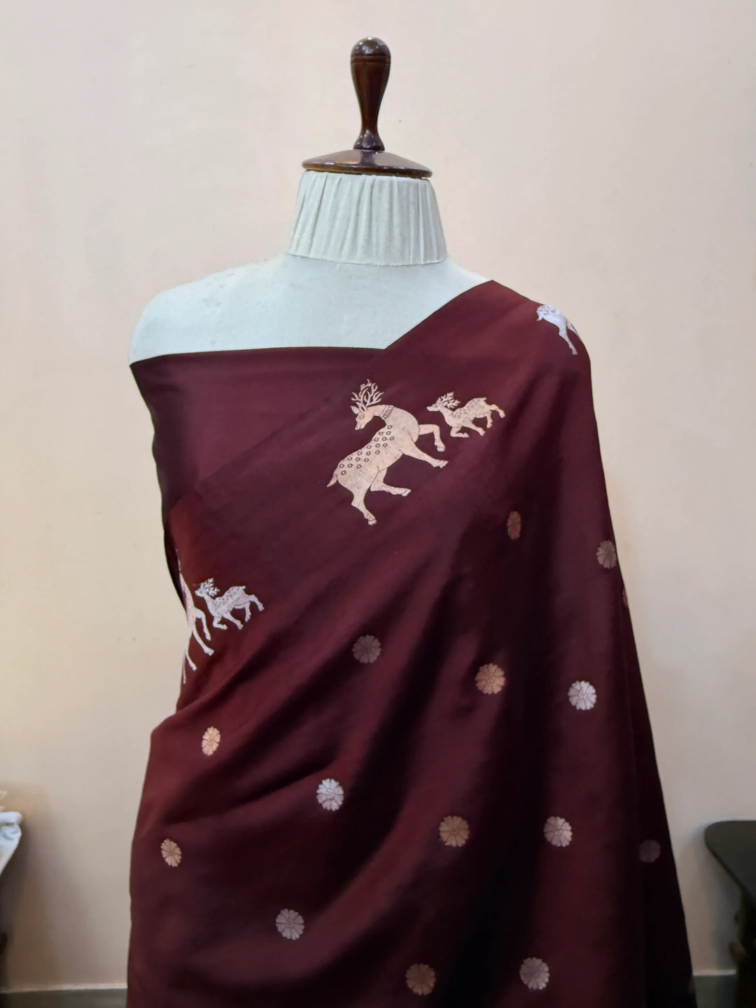 Brown Pure Silk Handloom Banarasi Saree