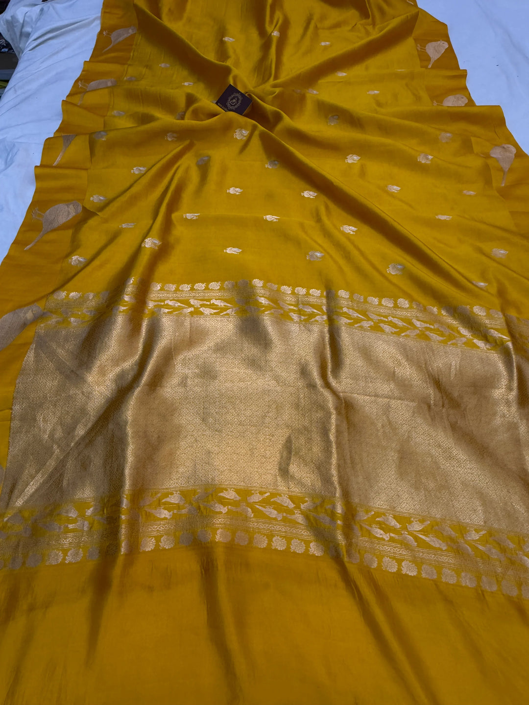 Mustard Yellow Pure Silk Handloom Banarasi Saree