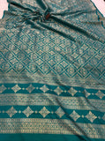 Rama Green Pure Banarasi Handloom Katan Silk Saree - Aura Benaras