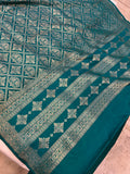 Rama Green Pure Banarasi Handloom Katan Silk Saree - Aura Benaras