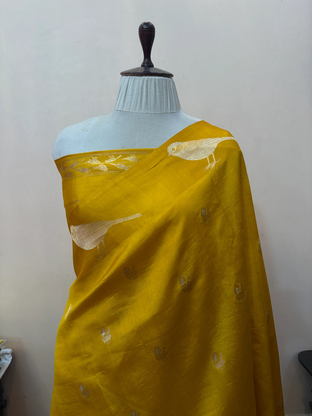 Mustard Yellow Pure Silk Handloom Banarasi Saree