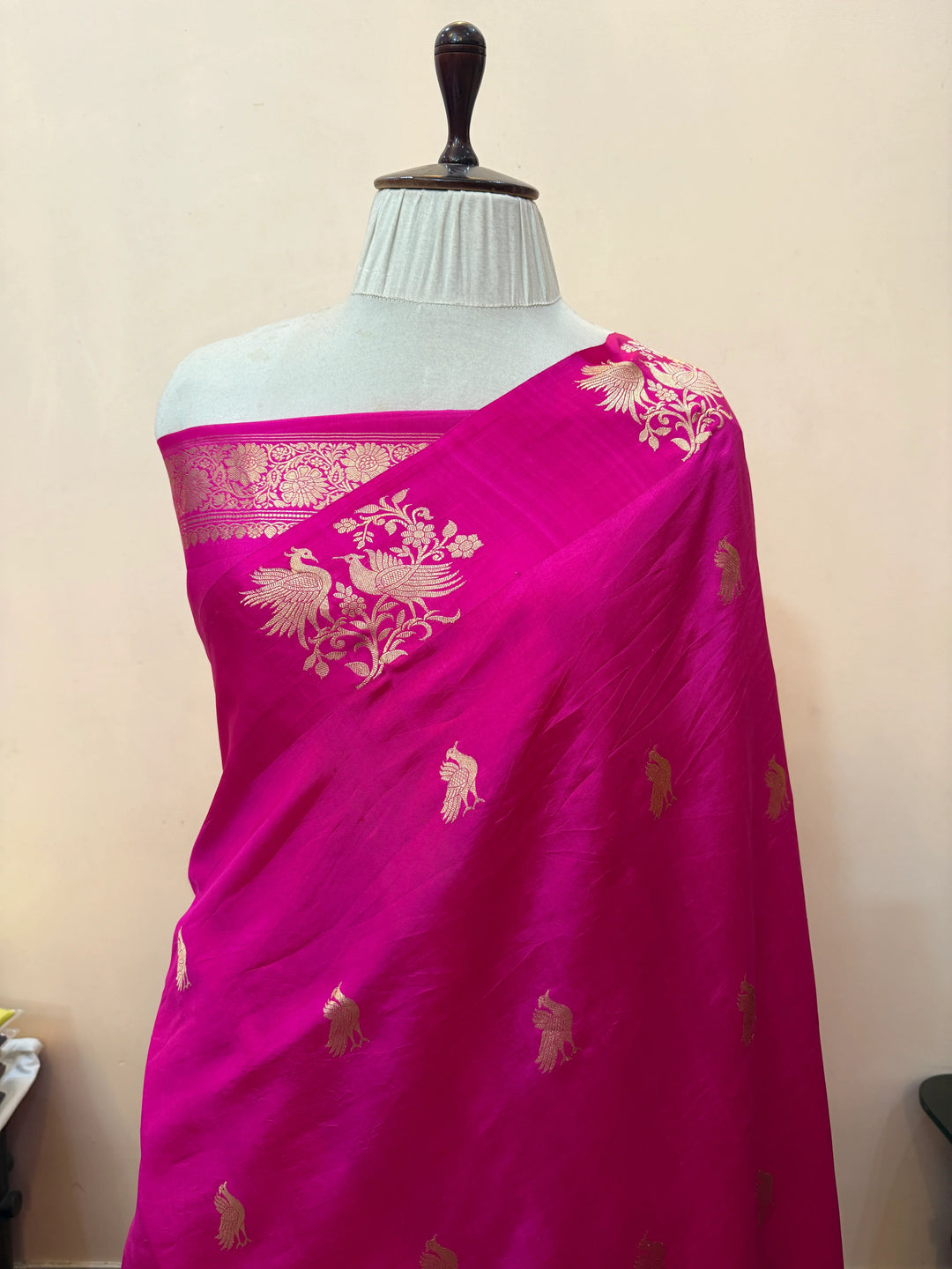 Rani Pink Pure Silk Handloom Banarasi Saree