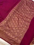 Wine Pure Banarasi Khaddi Crepe Silk Saree - Aura Benaras