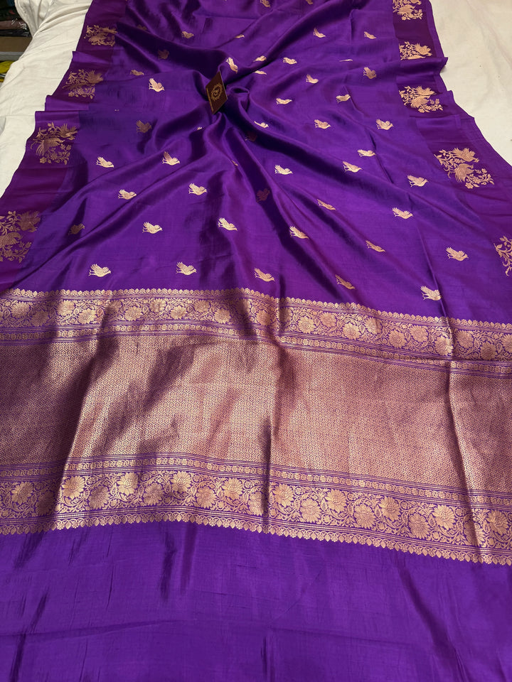 Purple Pure Silk Handloom Banarasi Saree