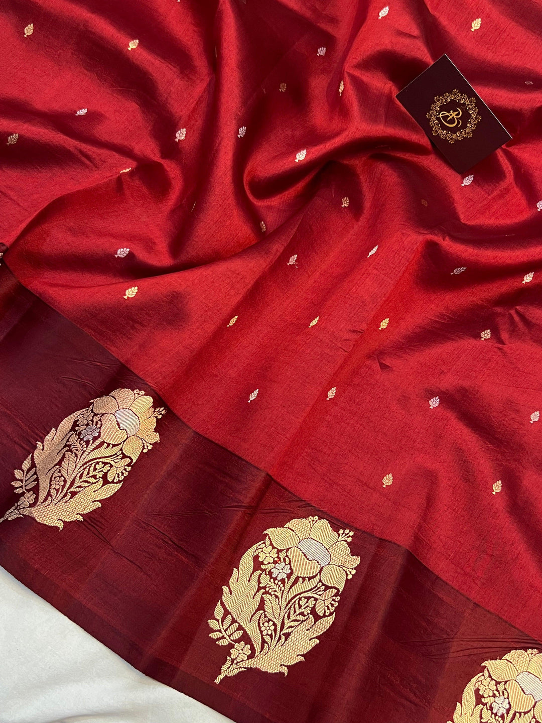 Maroon Pure Banarasi Handloom Silk Saree - Aura Benaras
