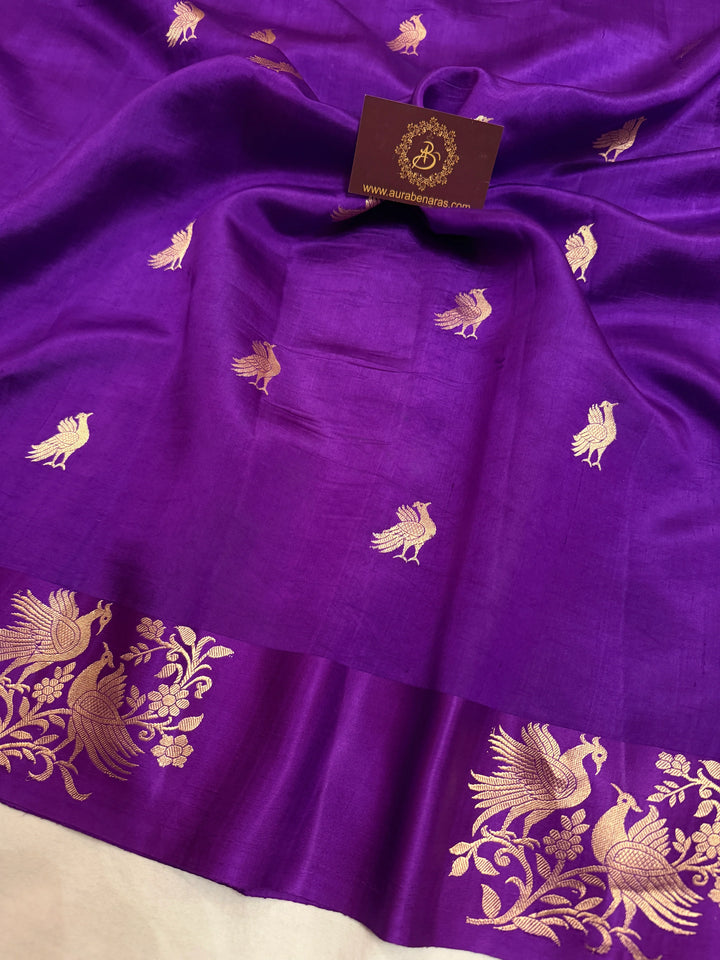 Purple Pure Silk Handloom Banarasi Saree