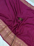 Wine Pure Banarasi Khaddi Crepe Silk Saree - Aura Benaras