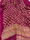 Wine Pure Banarasi Khaddi Crepe Silk Saree - Aura Benaras