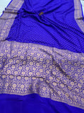 Bluish Purple Pure Banarasi Khaddi Crepe Silk Saree - Aura Benaras