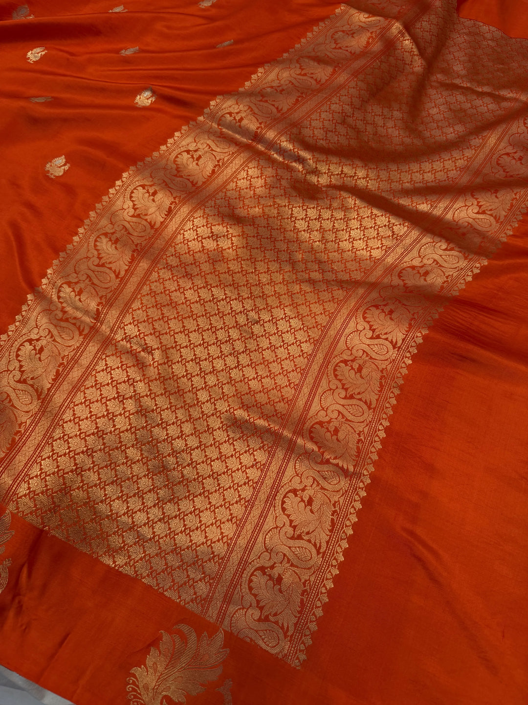 Orange Pure Silk Handloom Banarasi Saree