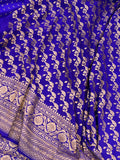 Bluish Purple Pure Banarasi Khaddi Crepe Silk Saree - Aura Benaras