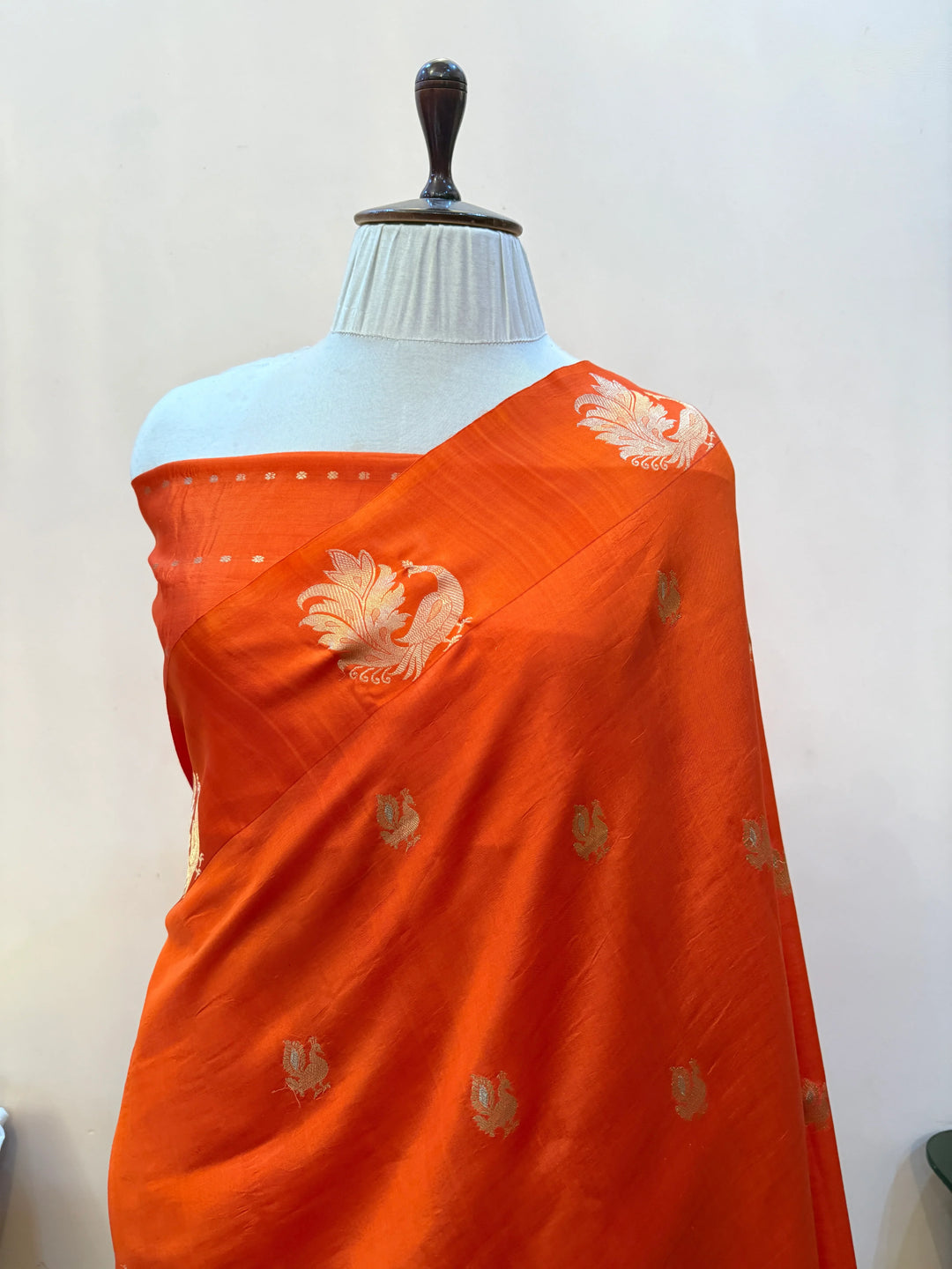 Orange Pure Silk Handloom Banarasi Saree