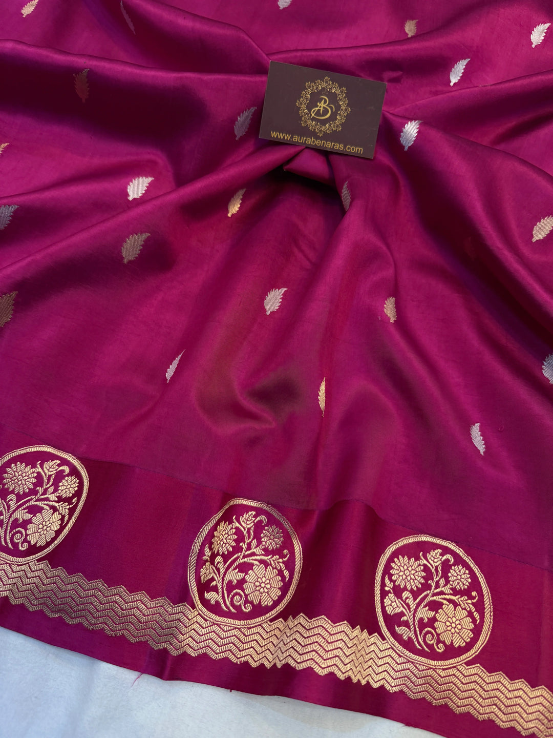 Rani Pink Pure Silk Handloom Banarasi Saree