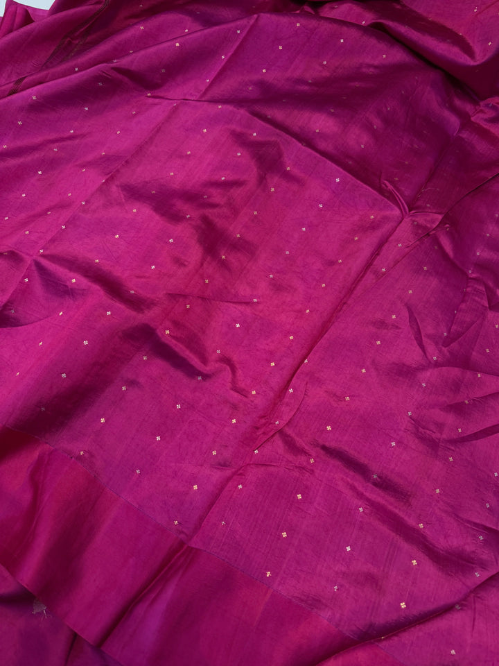Rani Pink Pure Silk Handloom Banarasi Saree