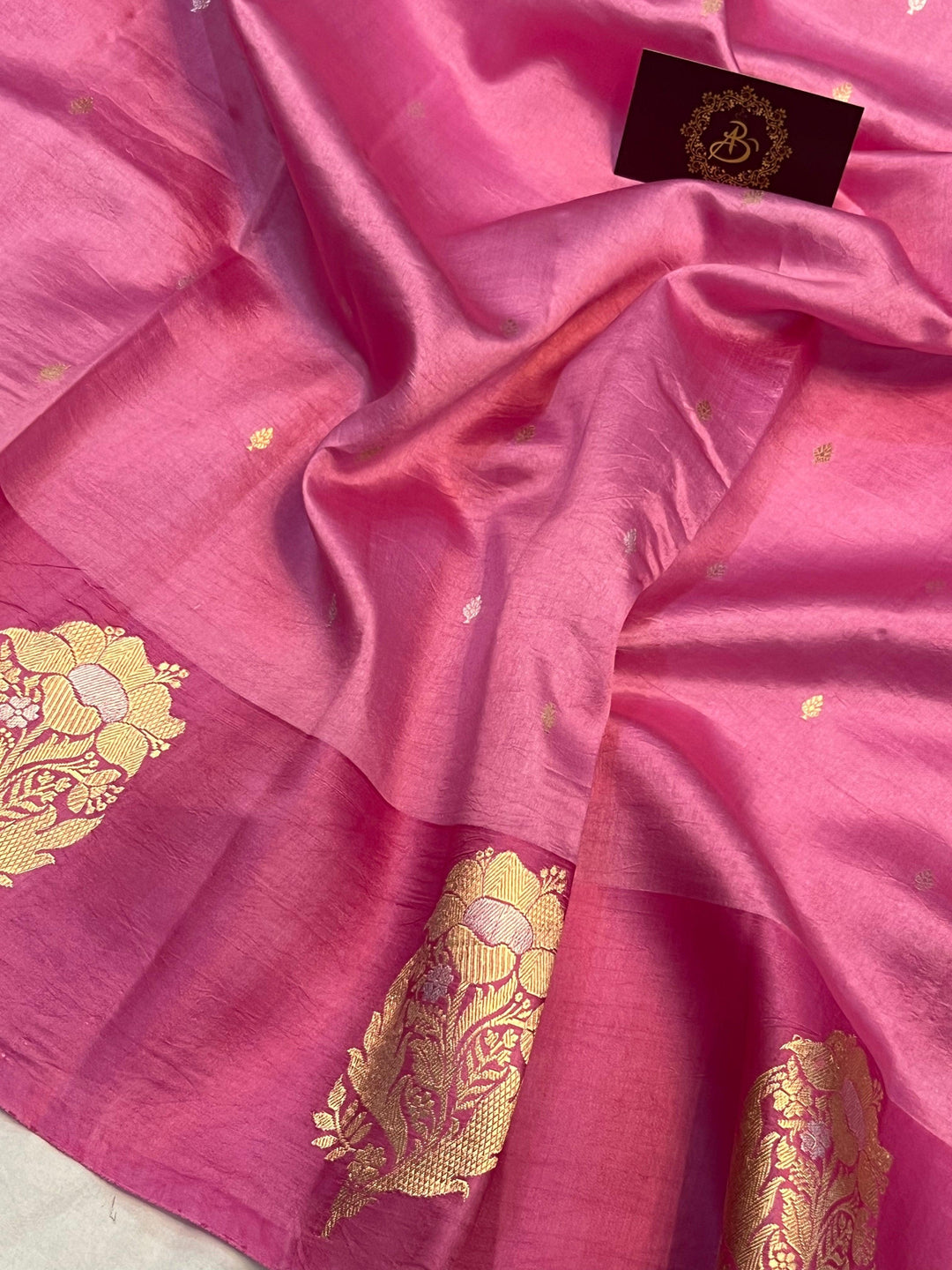 Pink Pure Banarasi Handloom Silk Saree - Aura Benaras