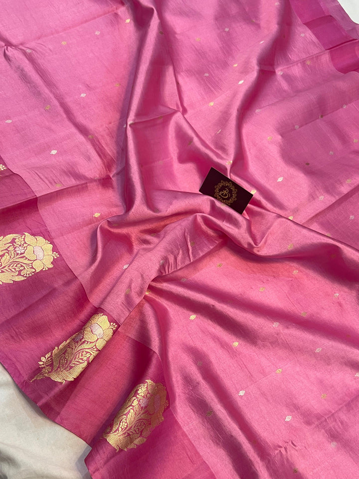 Pink Pure Banarasi Handloom Silk Saree - Aura Benaras