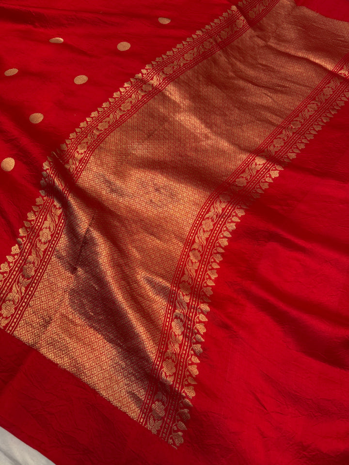 Red Pure Silk Handloom Banarasi Saree