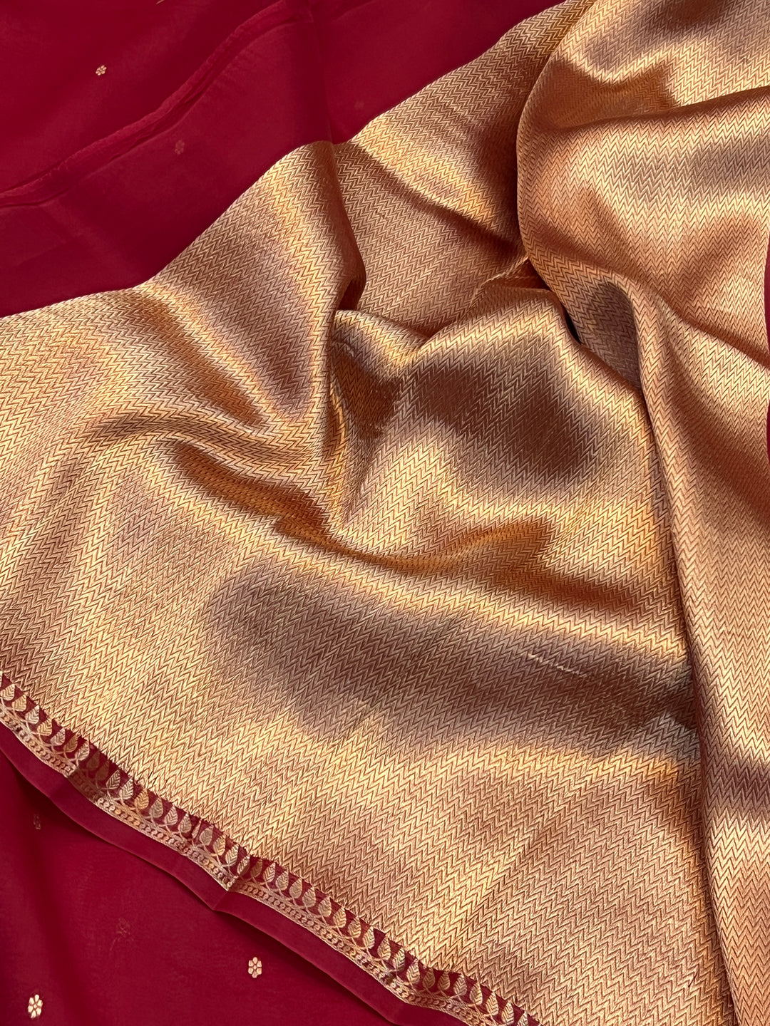 Maroon Pure Kora Silk Handloom Banarasi Saree