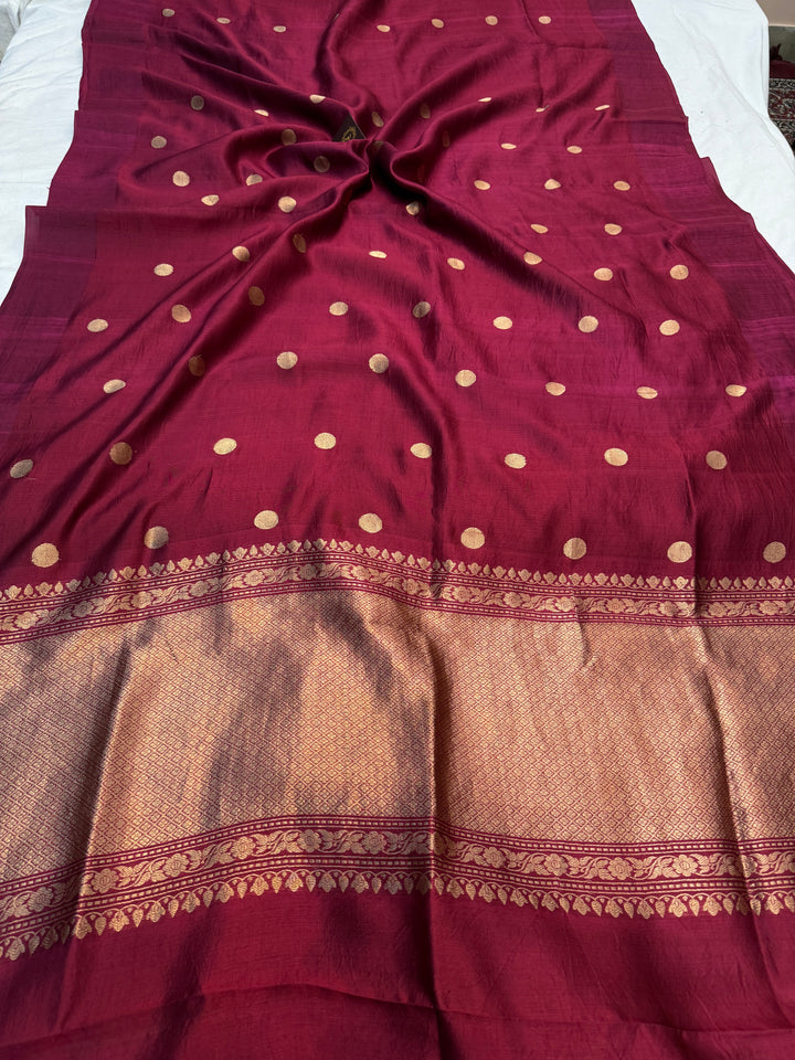 Maroon Pure Silk Handloom Banarasi Saree