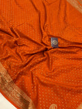 Rust Orange Pure Banarasi Khaddi Crepe Silk Saree - Aura Benaras