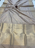 Ivory Pure Banarasi Handloom Katan Silk Saree - Aura Benaras