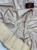 Ivory Pure Banarasi Handloom Katan Silk Saree - Aura Benaras