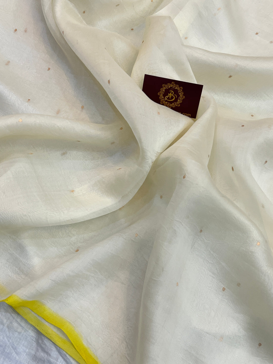 Off white Pure Kora Silk Handloom Banarasi Saree