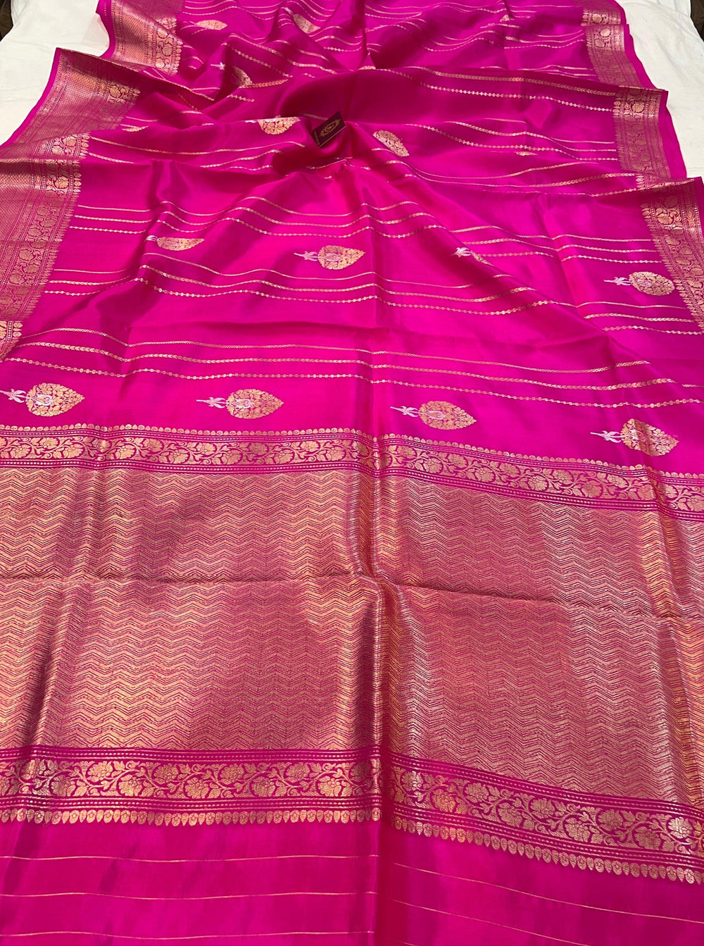 Rani Pink Pure Banarasi Handloom Silk Saree - Aura Benaras