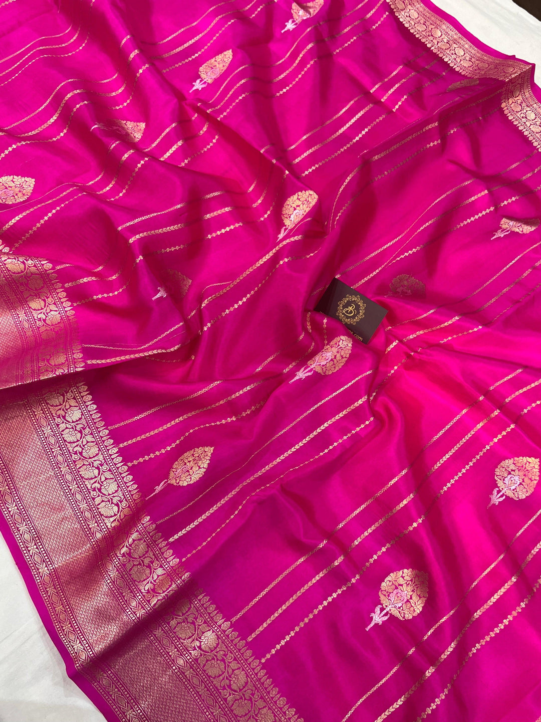 Rani Pink Pure Banarasi Handloom Silk Saree - Aura Benaras