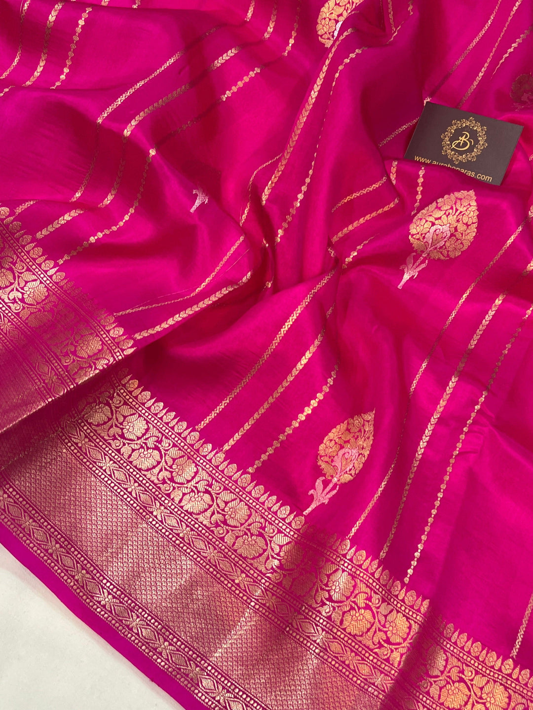 Rani Pink Pure Banarasi Handloom Silk Saree - Aura Benaras