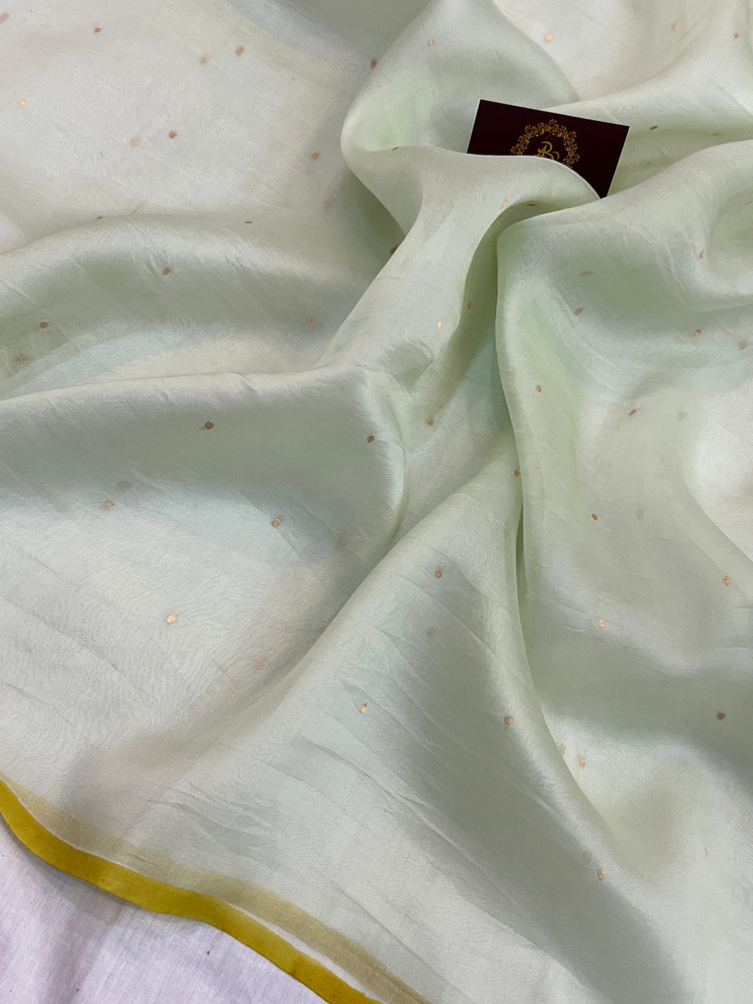 Pastel mint green Pure Kora Silk Handloom Banarasi Saree