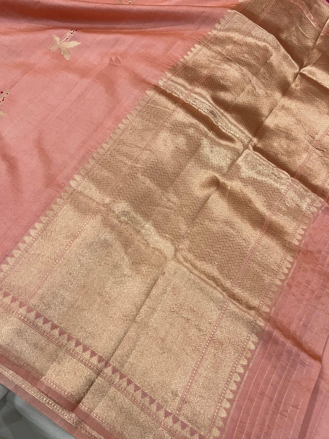 Old Rose Pure Banarasi Handloom Silk Saree - Aura Benaras
