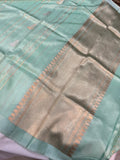 Pani Blue Pure Banarasi Handloom Silk Saree - Aura Benaras