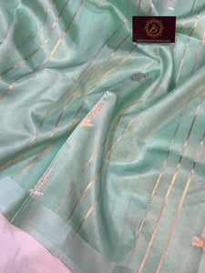 Pani Blue Pure Banarasi Handloom Silk Saree - Aura Benaras