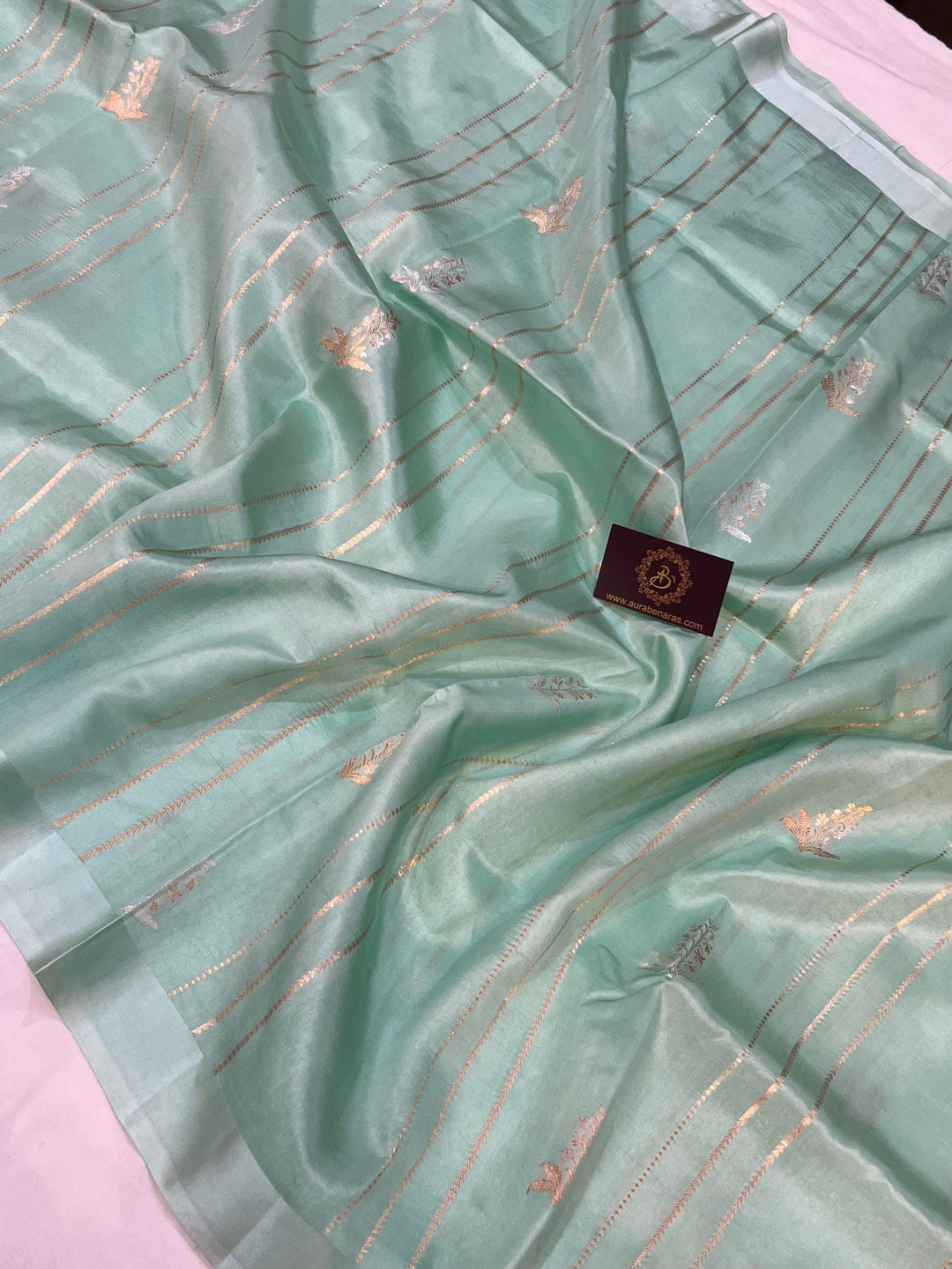 Pani Blue Pure Banarasi Handloom Silk Saree - Aura Benaras