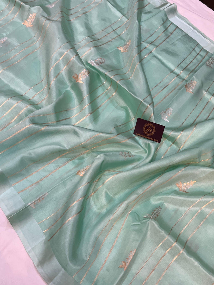 Pani Blue Pure Banarasi Handloom Silk Saree - Aura Benaras