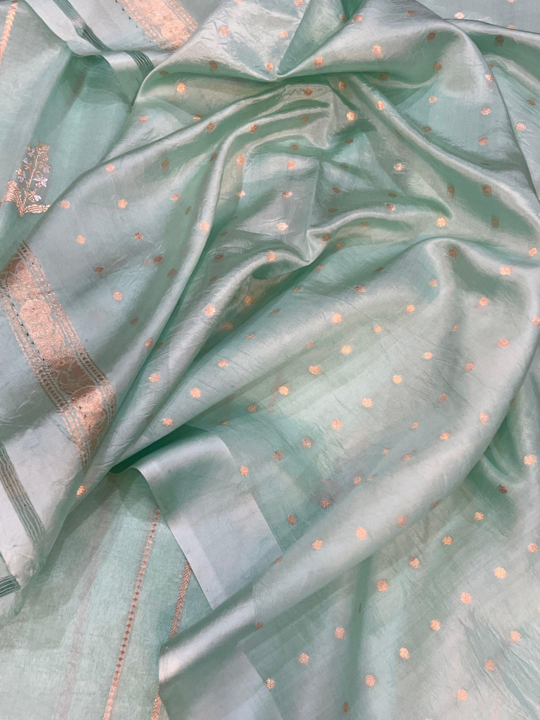 Pani Blue Pure Banarasi Handloom Silk Saree - Aura Benaras