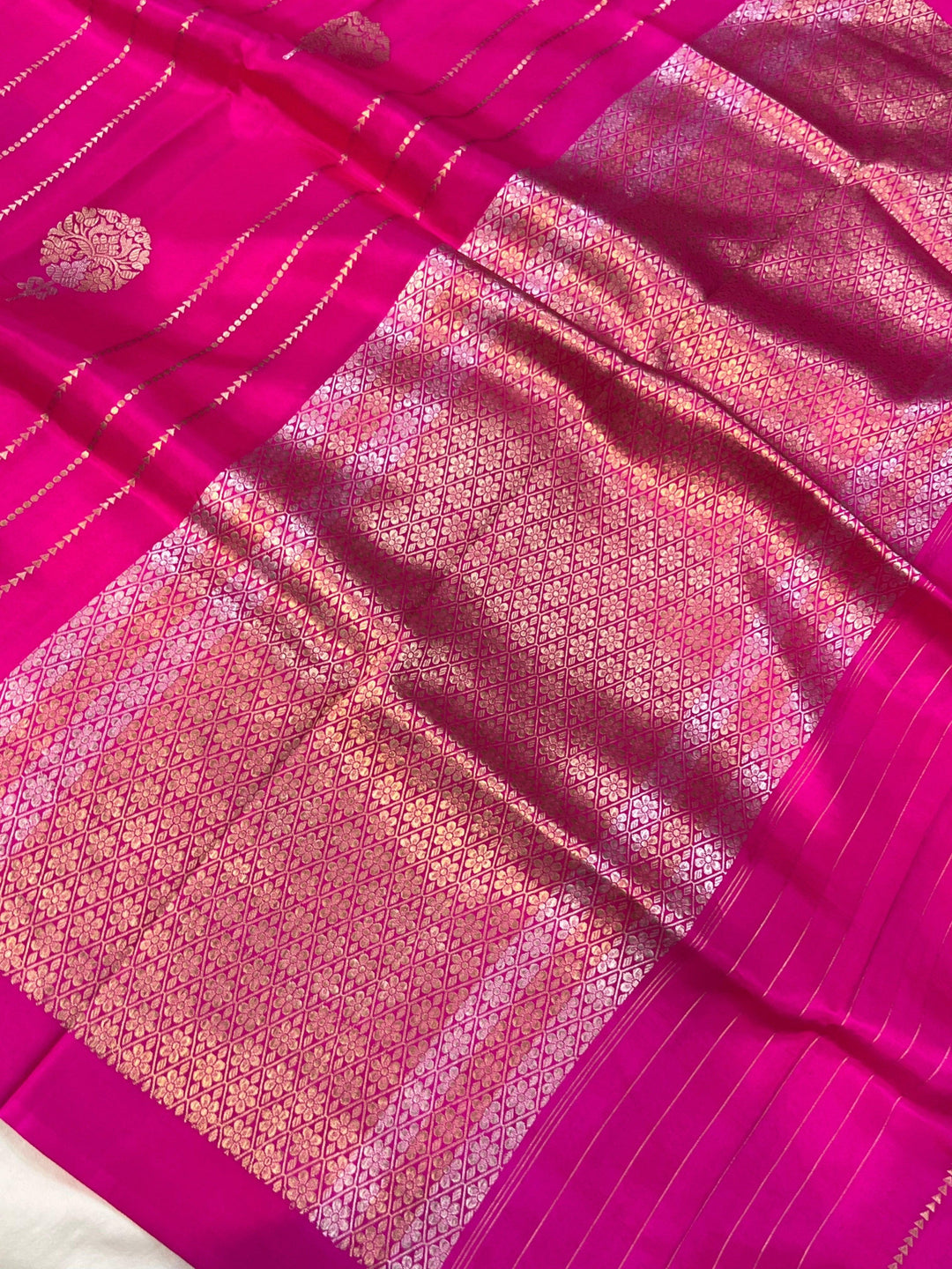 Rani Pink Pure Banarasi Handloom Silk Saree - Aura Benaras
