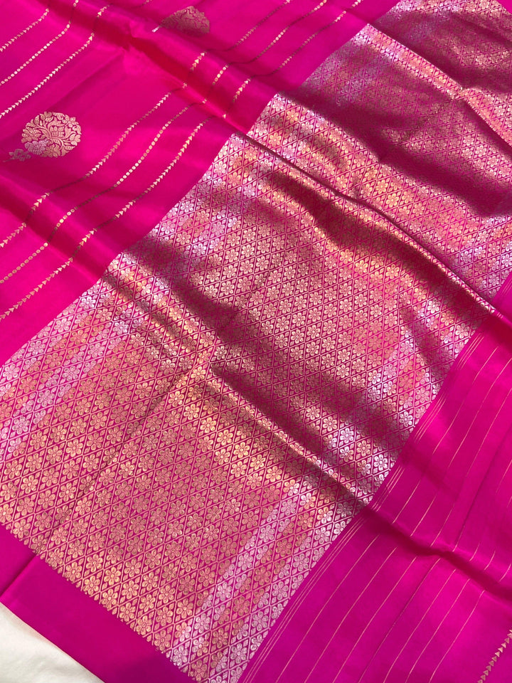 Rani Pink Pure Banarasi Handloom Silk Saree - Aura Benaras