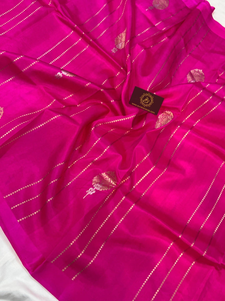 Rani Pink Pure Banarasi Handloom Silk Saree - Aura Benaras