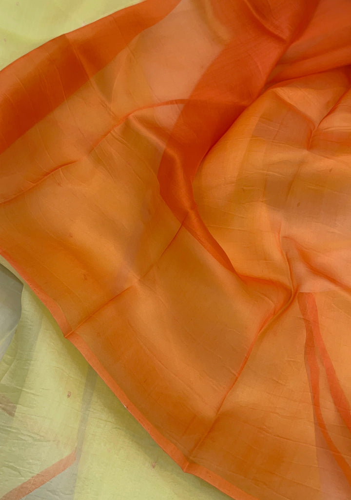 Summer Yellow Kora Silk Banarasi Saree Kadhwa Butis 