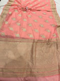 Peach Banarasi Khaddi Georgette Saree - Aura Benaras