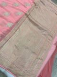 Peach Banarasi Khaddi Georgette Saree - Aura Benaras