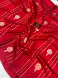 Red Pure Banarasi Handloom Silk Saree - Aura Benaras