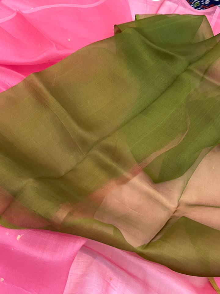 Onion pink Pure Kora Silk Handloom Banarasi Saree