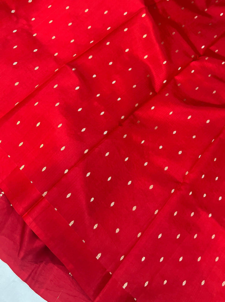 Red Pure Banarasi Handloom Silk Saree - Aura Benaras