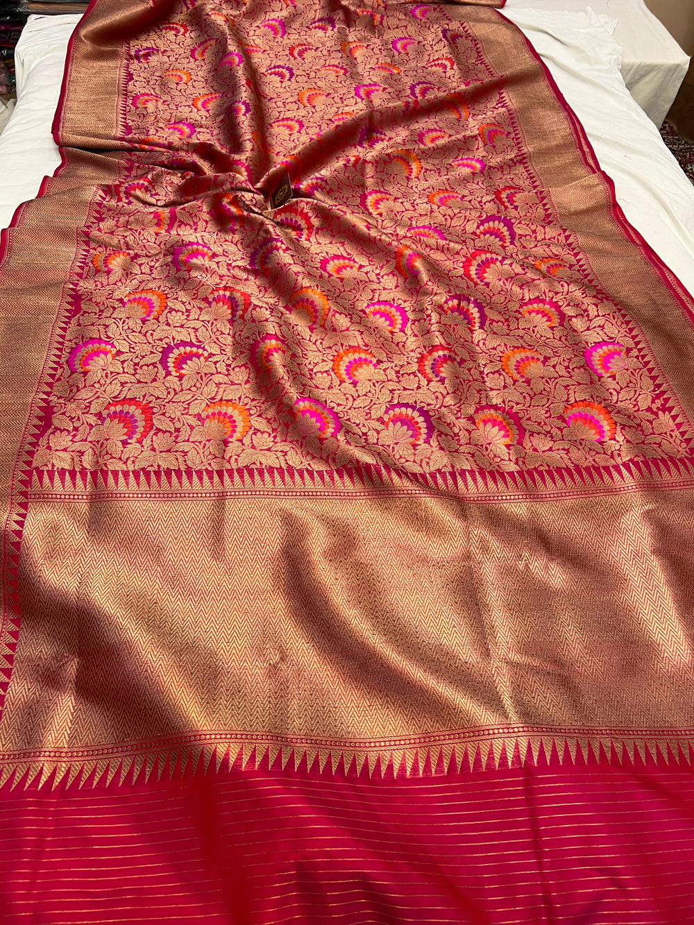 Rani Pink Pure Katan Silk Banarasi Saree | Aura Benaras