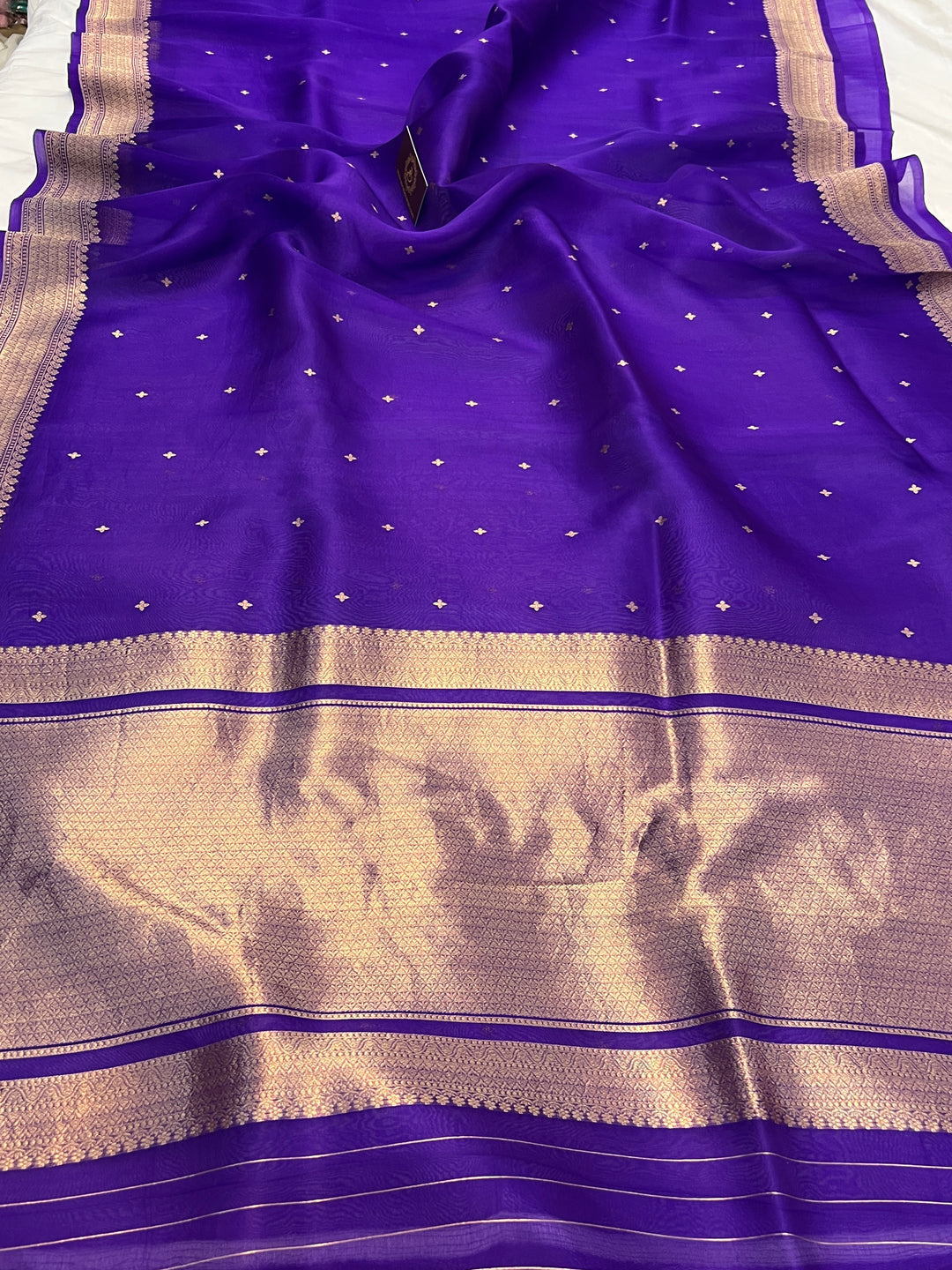 Purple Pure Kora Silk Handloom Banarasi Saree