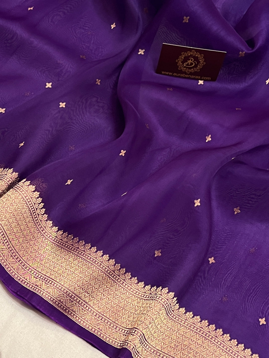Purple Pure Kora Silk Handloom Banarasi Saree