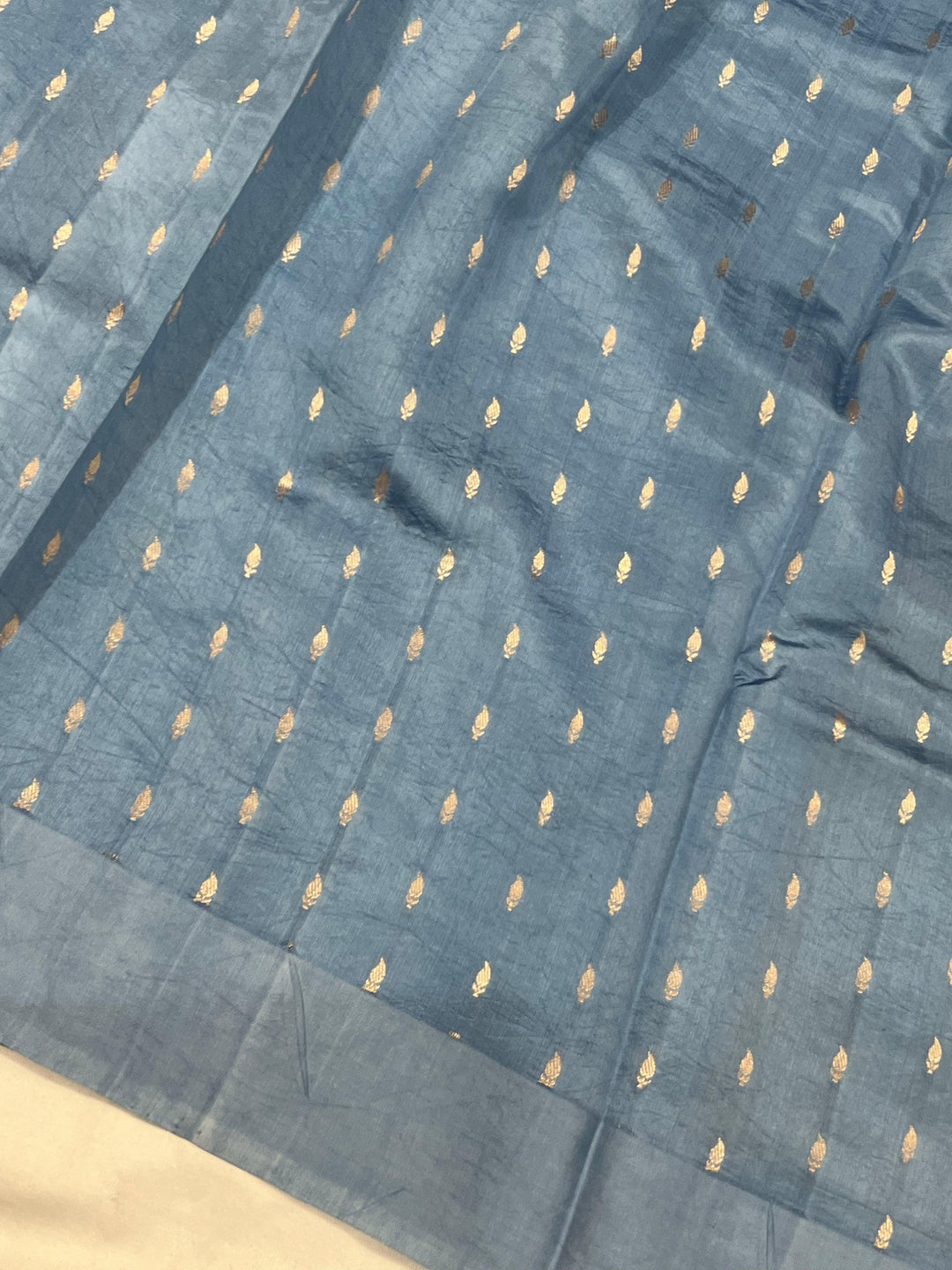 Airforce Blue Pure Banarasi Handloom Silk Saree - Aura Benaras